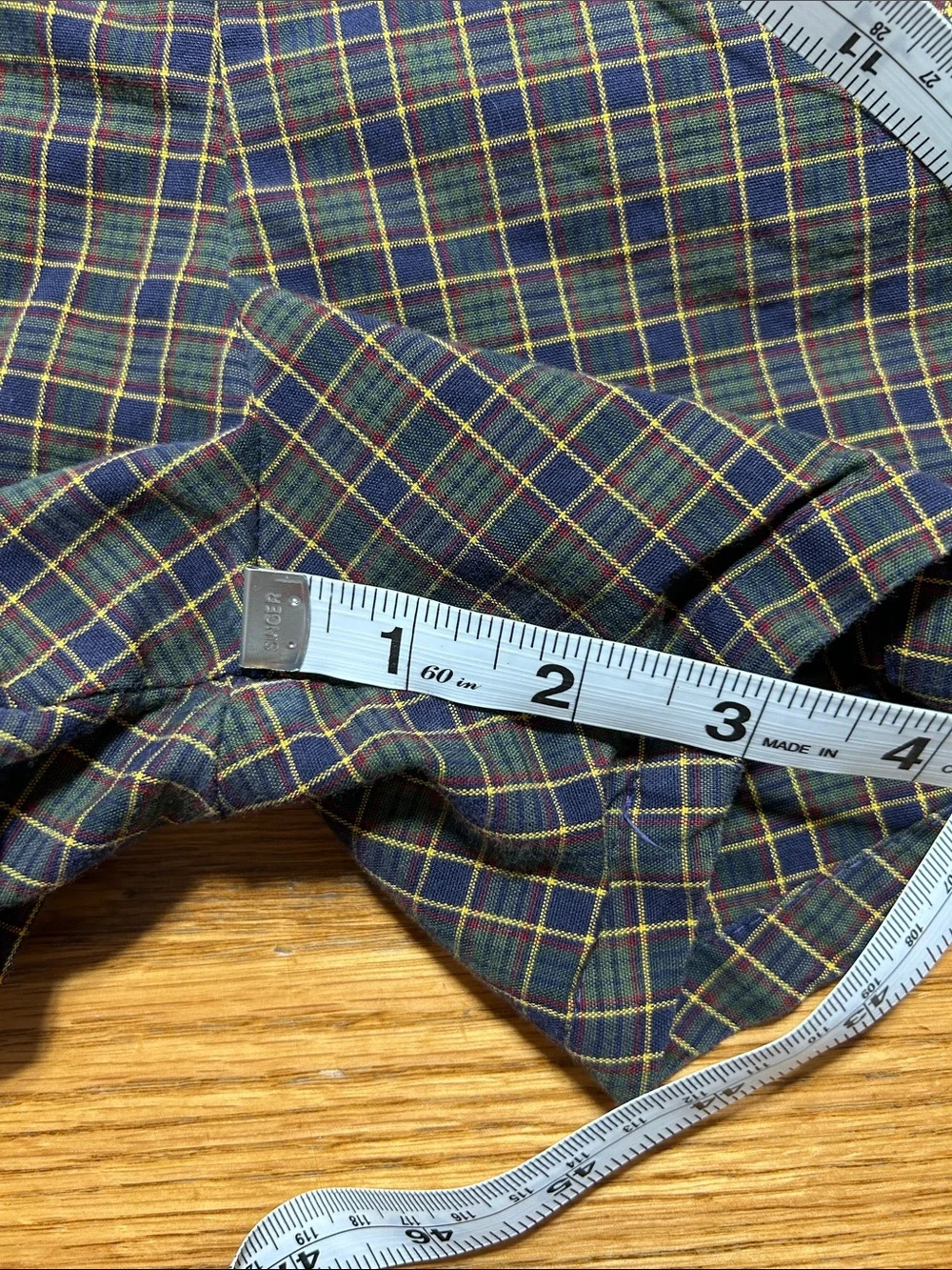 Jantzen Navy Plaid Elastic Waist Shorts with White Drawstring
